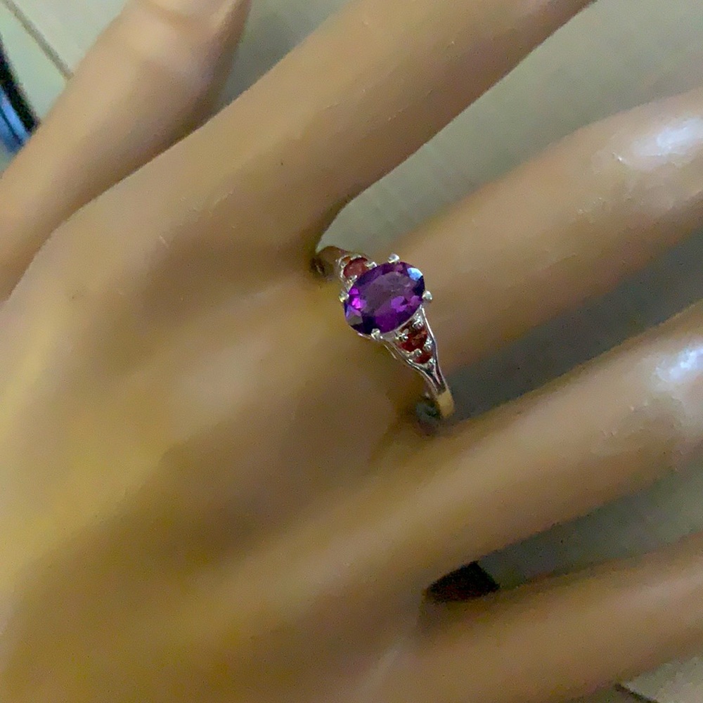Made USA Delicate Beauty SS925 amethyst garnetRing - Picture 8 of 16